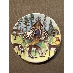 Arabia of Finland 4.5" Collector's Plate Lapland Reindeer - A. Alariesta Wall